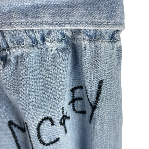 Junk Food x Disney Blue Chambray Mickey Mouse Embroidered Tapered Pants Sz M - Picture 9 of 9